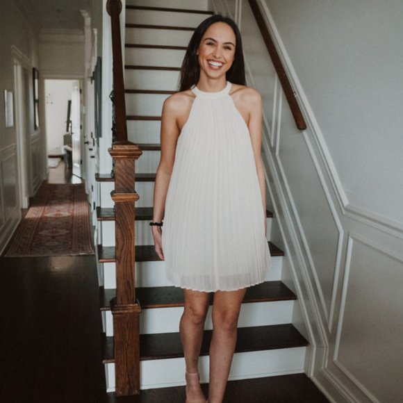 Cream perma-pleated halter neck dress - Picture 7 of 7